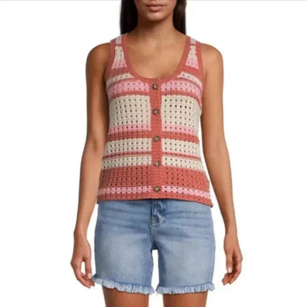 a.n.a Knit Button Sweater Stripe Vest // Size Large
